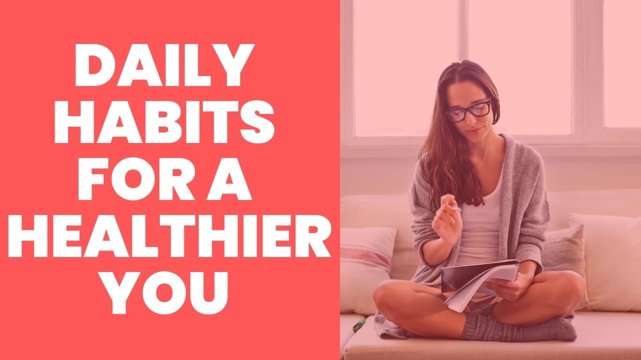 Illustration of healthy daily habits including hydration, exercise, and mental wellness with Devdoot app background